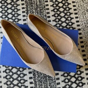 Stuart Weitzman Women's Glittering Gold Pointed Loafers